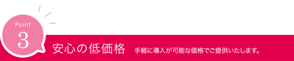 安心の低価格,手軽に導入が可能な価格でご提供いたします。